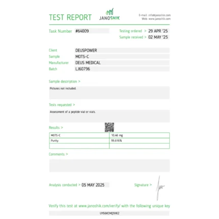 MOTS-C 10mg to przełomowy peptyd mitochondrialny, który zmienia sposób, w jaki organizm wykorzystuje energię.